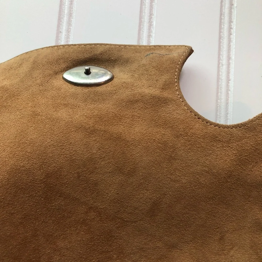 Vintage Suede Leather Flap Shoulder Purse BOHO